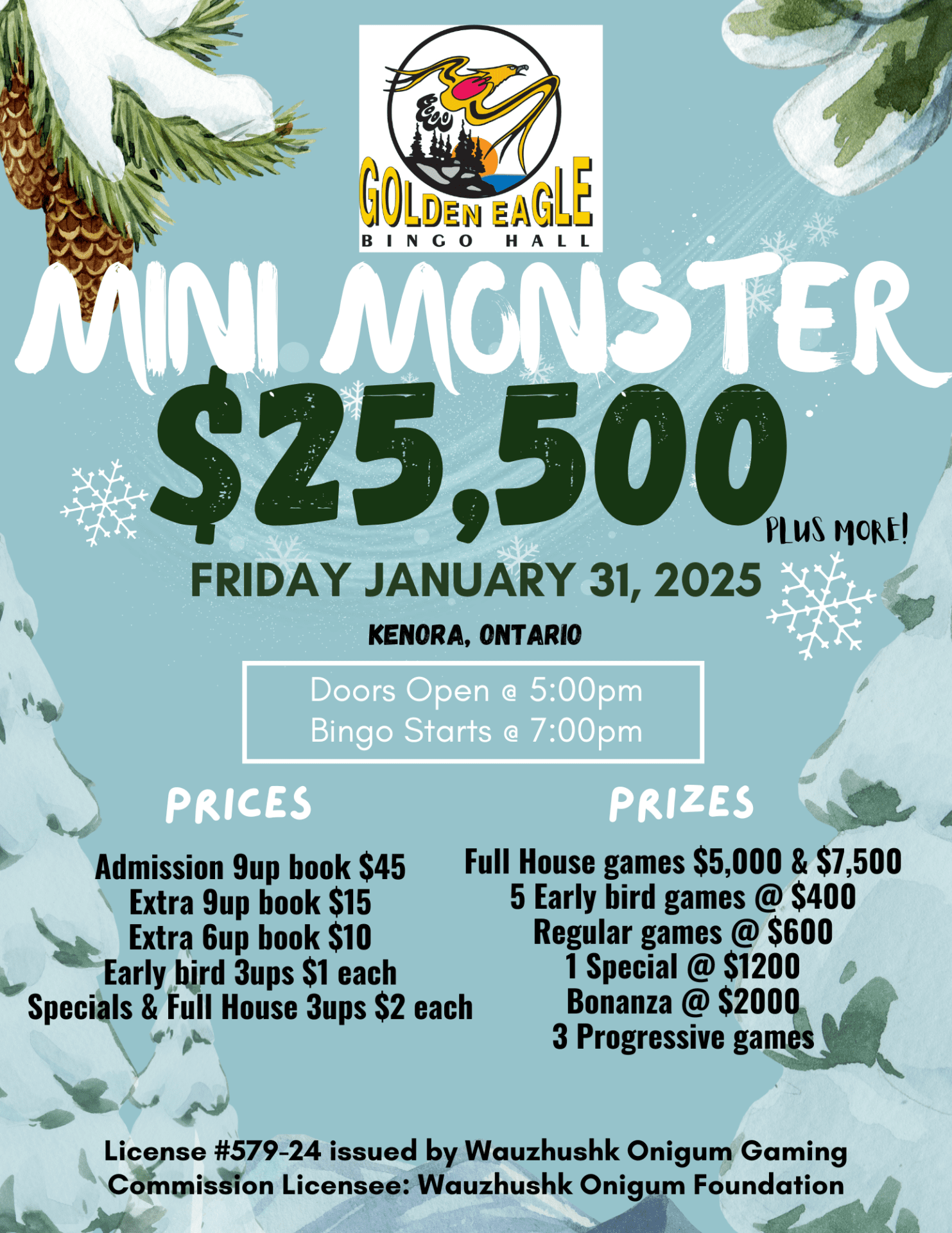 Mini Monster Bingo event poster Golden Eagle Bingo Hall